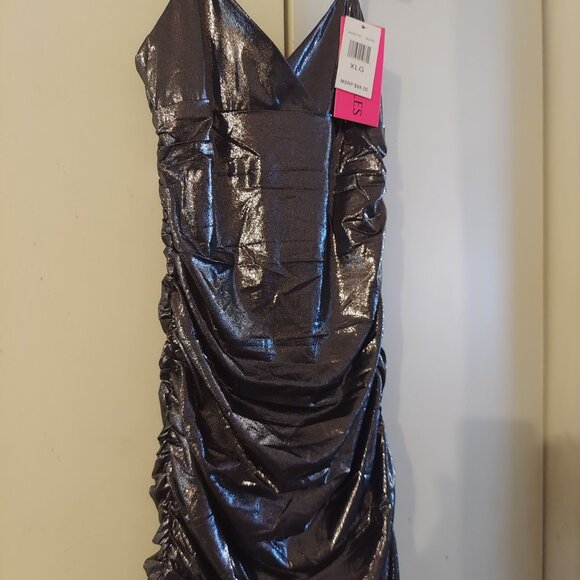METALLIC  RUCHED MINI DRESS FOR GIRLS NWT - Picture 4 of 7